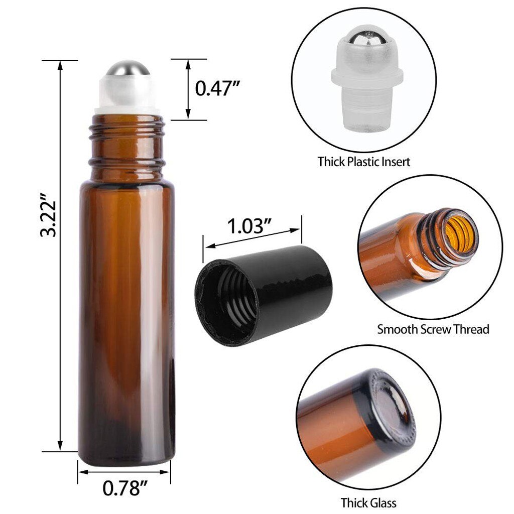 Cobalt Blue Refillable Bottles 8Pcs 10 ml Glass Roll-on Bottles With Roller Ball Refillable Cosmetic Container Accessories