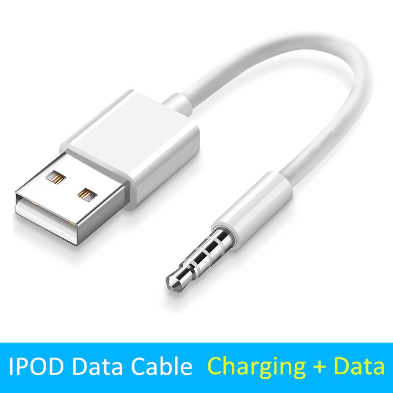 3.5 naar USB 2.0 Converter Kabel 0.1m Jack 3.5mm Lader Data Kabel Voor Apple iPod Shuffle 4th 5th 6th 7th Jack naar USB Cord