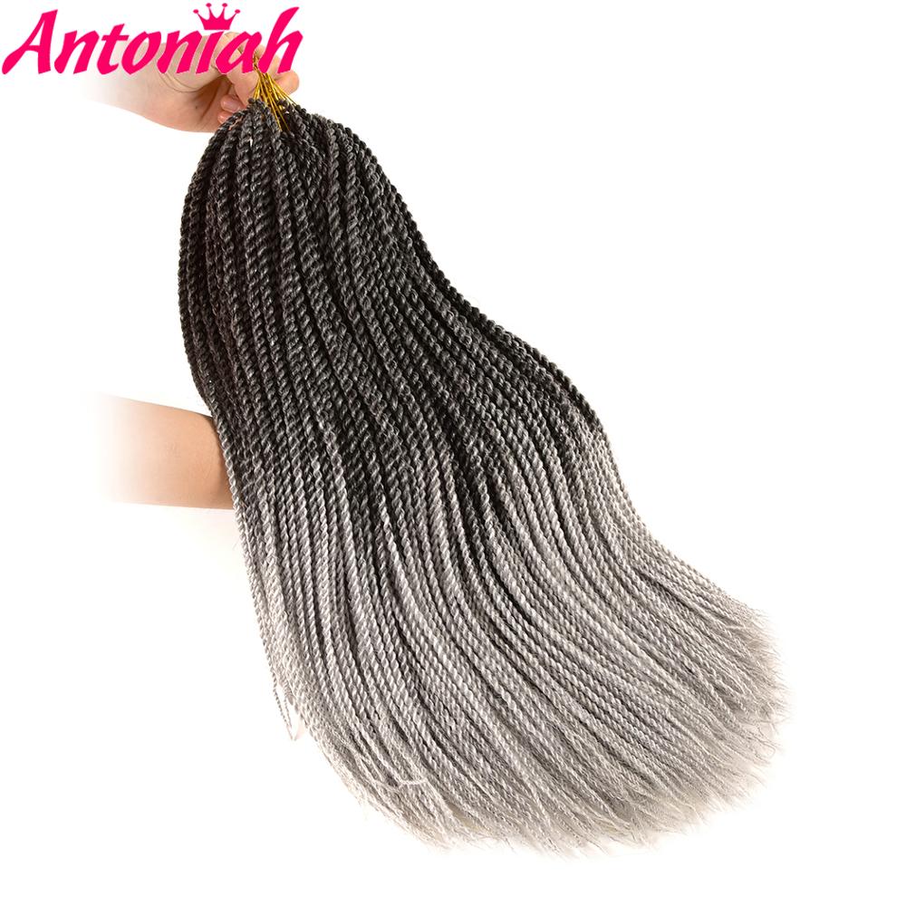 ANTONIAH Grey Senegalese Crochet Twist Braids Hair 18inch 30strands Grey Color Braid Hair Ombre Synthetic Senegal Braiding Hair