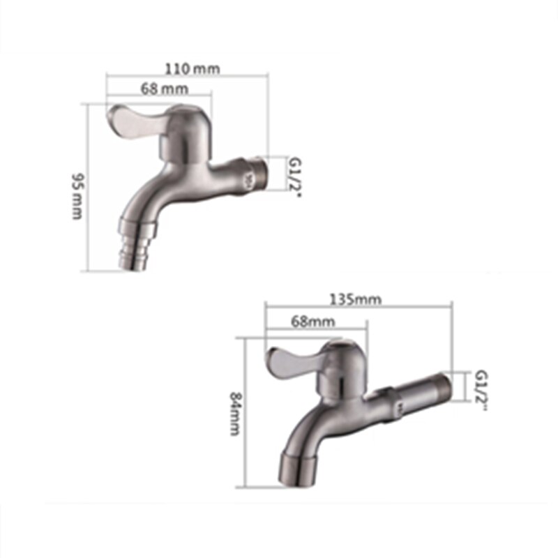Wall Mounted Single Cold Water Faucet Washing Machine Sink Mop Pool Outdoor Garden Faucet 304 Stainless Steel Bathroom Tap