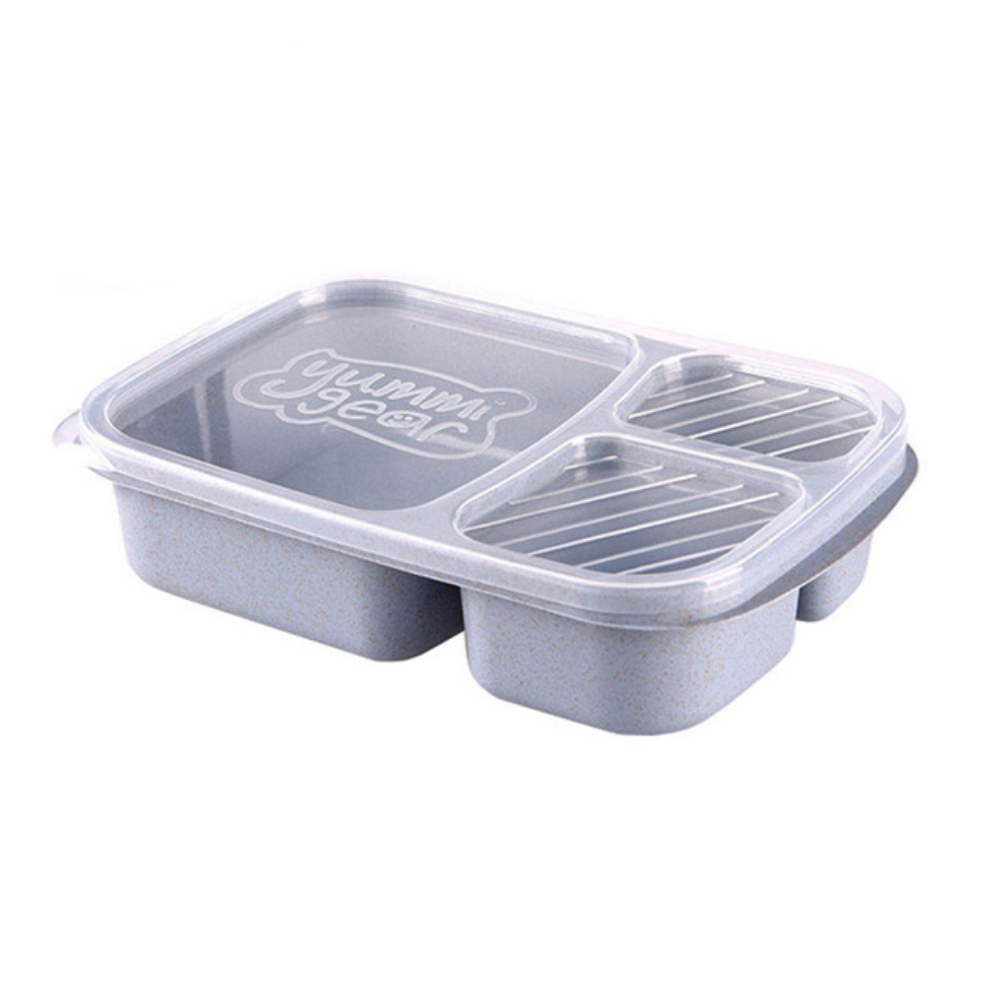 Eco-friendly Food Container Storage Fruit Boxes Snack Case Microwave Heat Resitance Bento Box Portable Wheat Straw Lunch Box: Blue