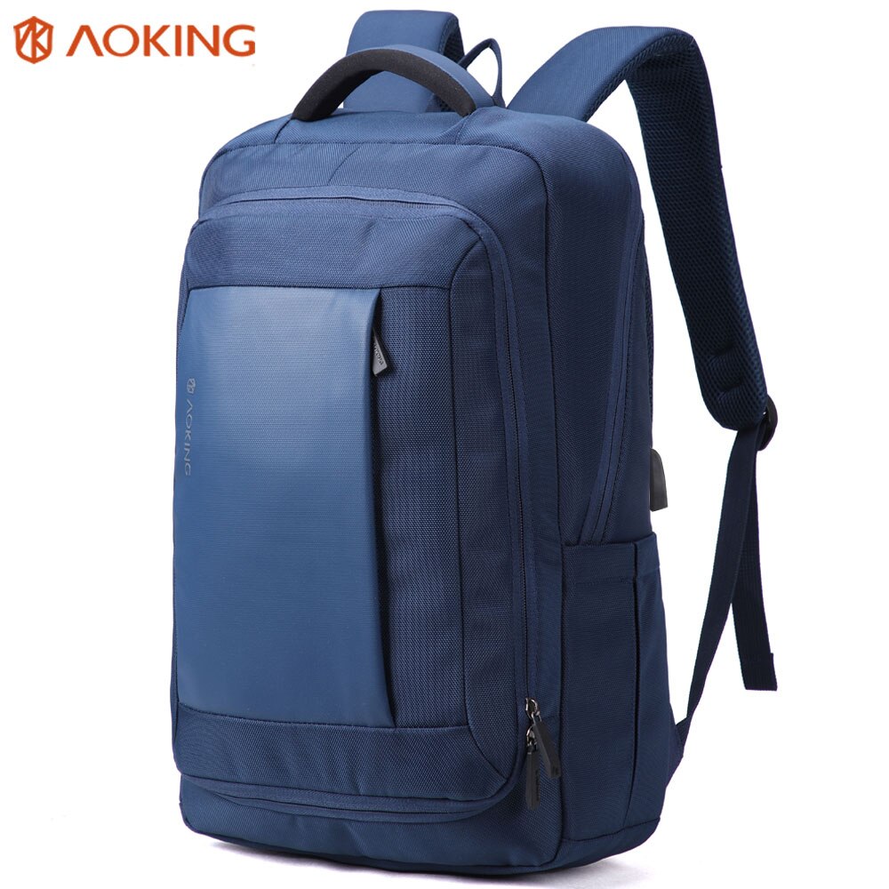 Aoking Männer Bussiness Rucksäcke für Laptop 15,6 "USB Hafen Große Kapazität Hochschule Schüler Rucksack mit Anti Diebstahl Tasche: Blau