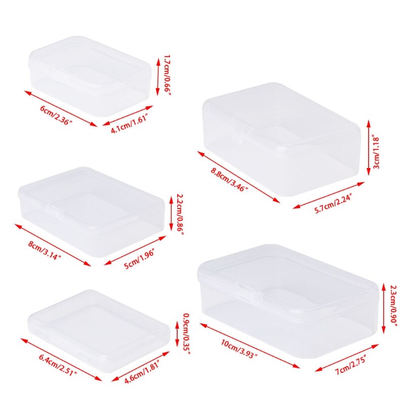 1 Pc Rectangular Plastic Clear Transparent Storage Box Collection Container Organizer Small Items Holder Mini Box