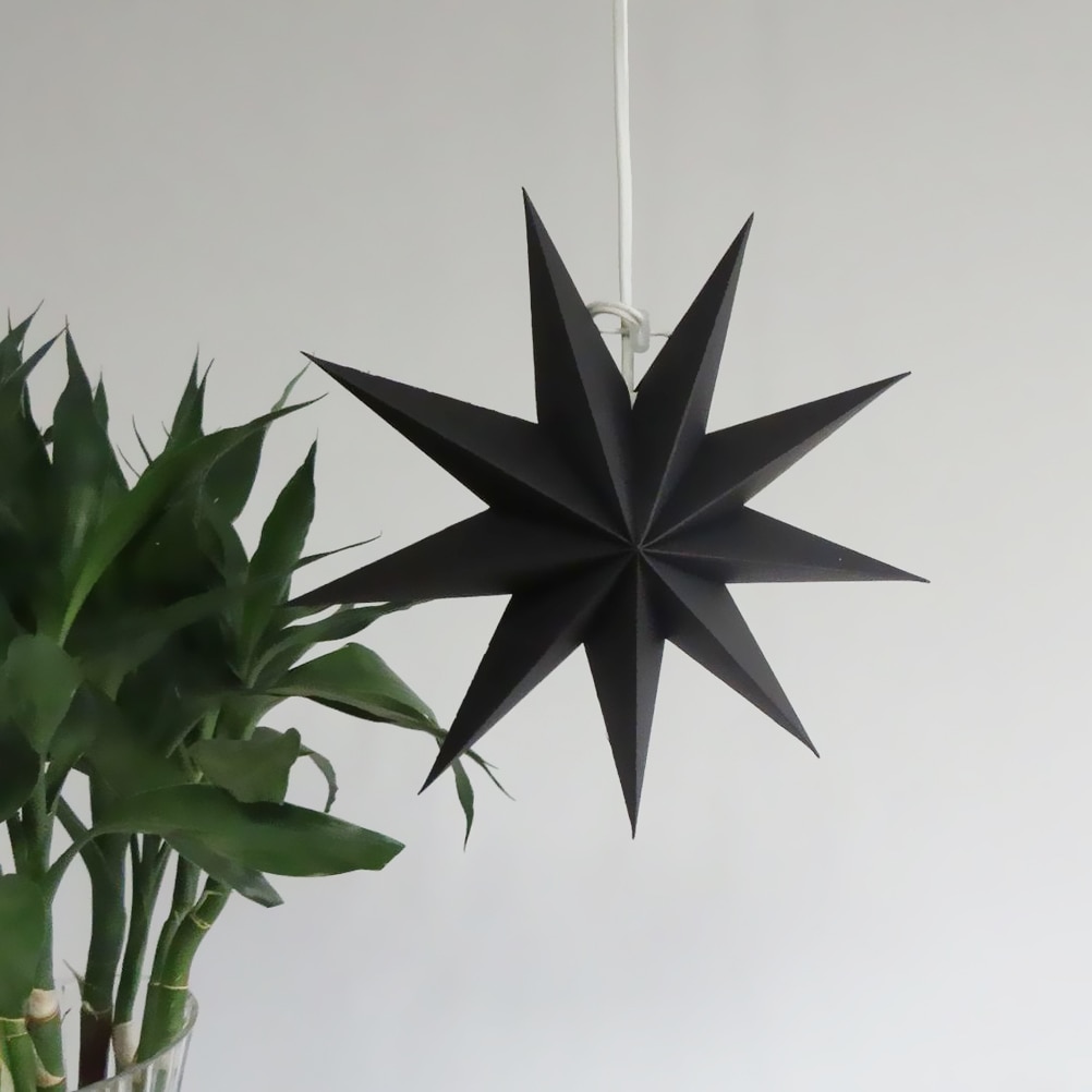 Paper Lamp Shade Handmade Star Lantern Lamp Accessory 30cm(Black)