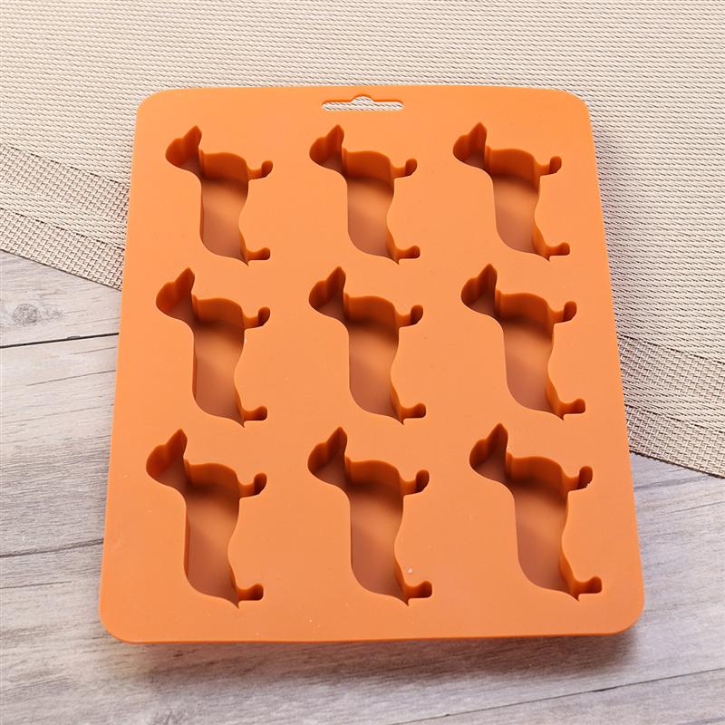 Gravhund hundformede silikone isterningsforme og bakke jiulian silikone hvalpe isbakke diy kageform køkkenredskaber gadgets