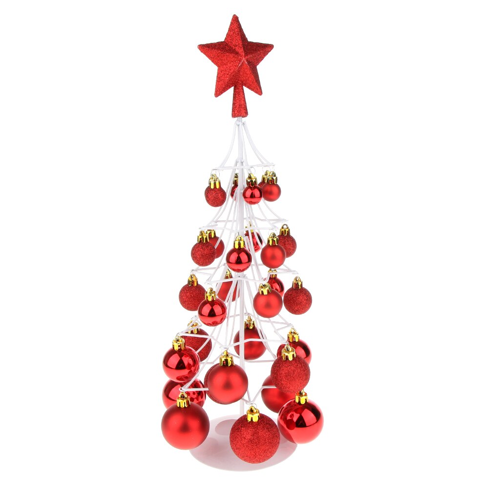Mini Christmas Bauble Tree Ball Xmas Home Table Centerpiece Decor: Red