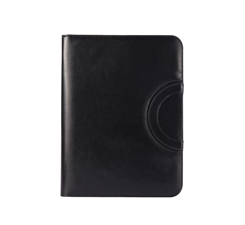 A4 fichario dokumentmapp pärm padfolio portfölj anteckningsbok med miniräknare handtag dragkedja pu läder kontorschef fodral: Svart