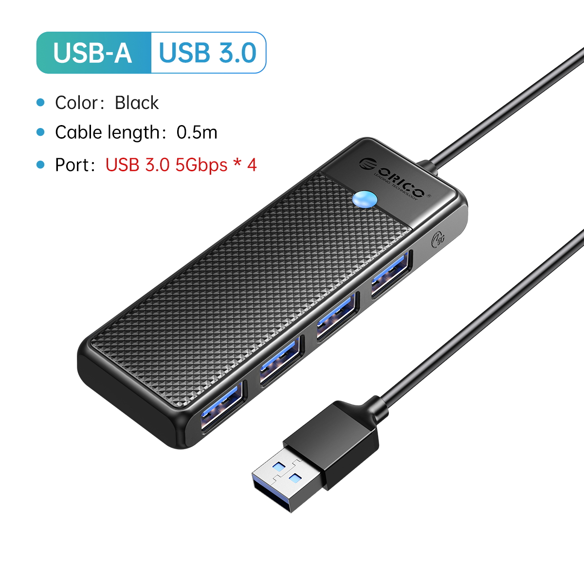 ORICO Concentrador tipo C concentrador USB 3.0 divisor de 4 puertos adaptador de concentrador USB base de expansión adaptador OTG ultrafino para PC accesorios de computadora