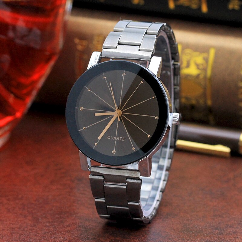 Ronde Paar Horloge Zwart en Wit Bruin Dial Lederen Pointer Mannelijke en Vrouwelijke Student Temperament Horloge