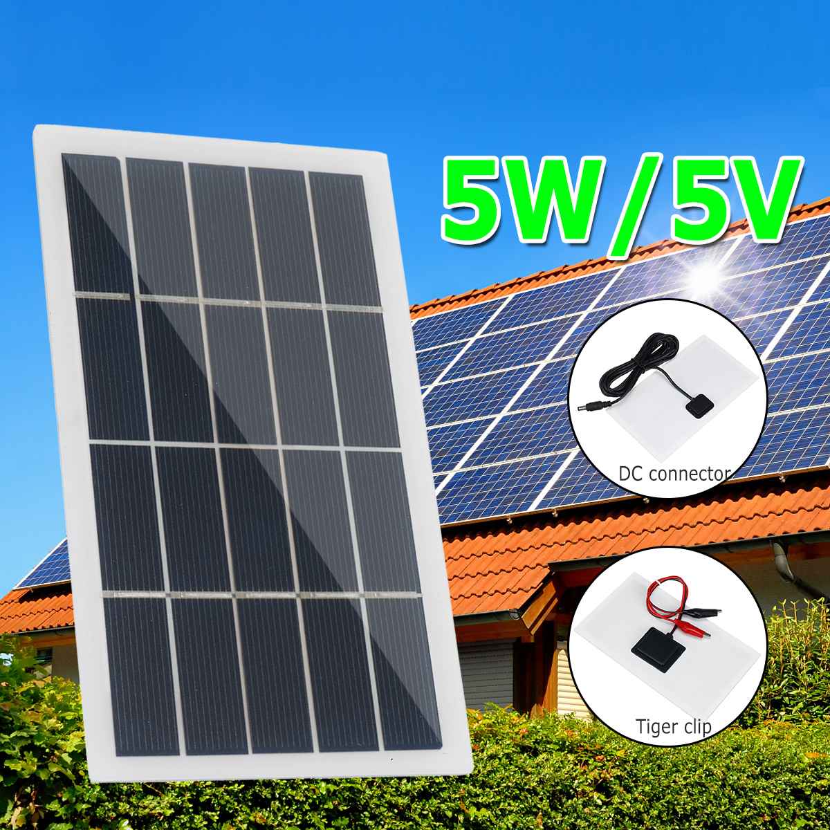 5W 10W 5V Portable DC Solar Panel Polysilicon Fast Charger Outdoor Climbing Travel Emergency Power DIY Solar Charger