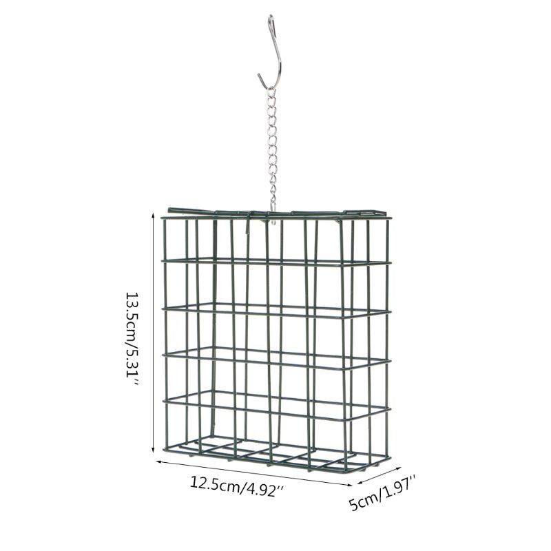 Bird Feeder Green Cube Cage Food Container Outdoor Wild Birds Parrot Feeding Hanging Tree Portable Fruit Vegetable Park Garden
