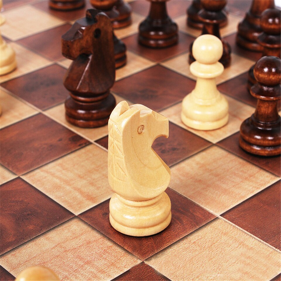 3 In 1 Wooden Foldable Chess Refined Workmanship Natural Environmental Protection Paint Travel Board Game