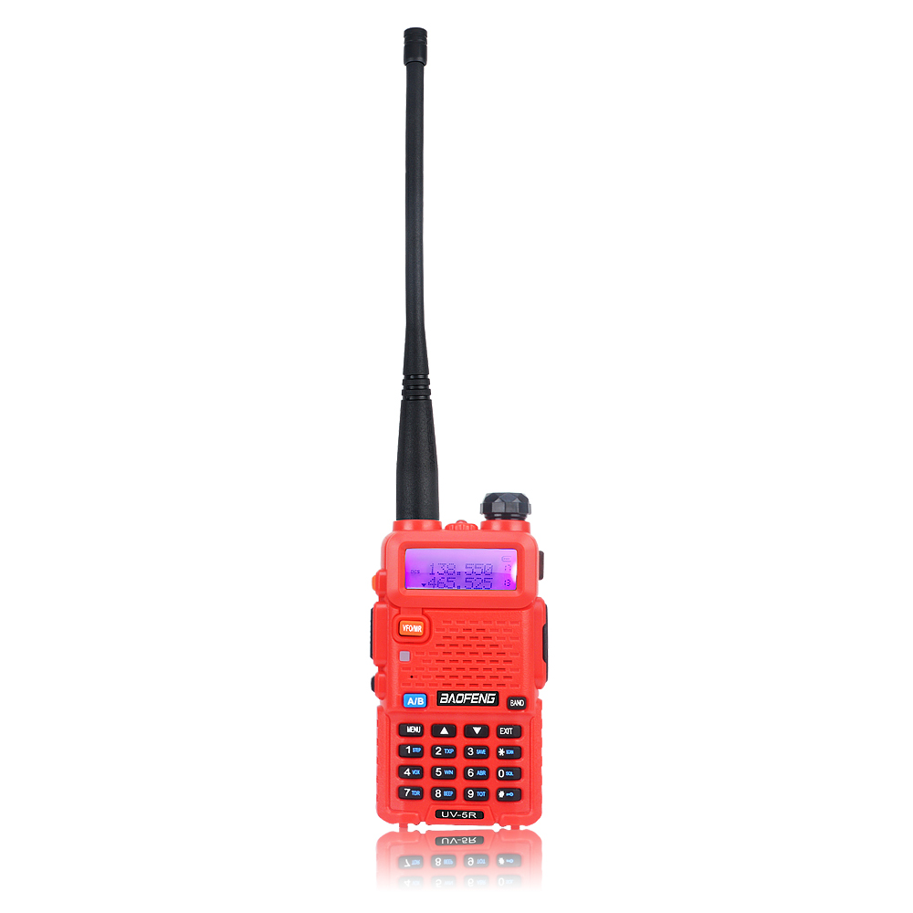 Baofeng UV-5R Dualband Walkie Talkie VHF 136–174 MHz UHF 400–520 MHz 128 Kanal 5 W FM tragbares Zwei-Wege-Radio mit Headset: Rot / Australien Standard