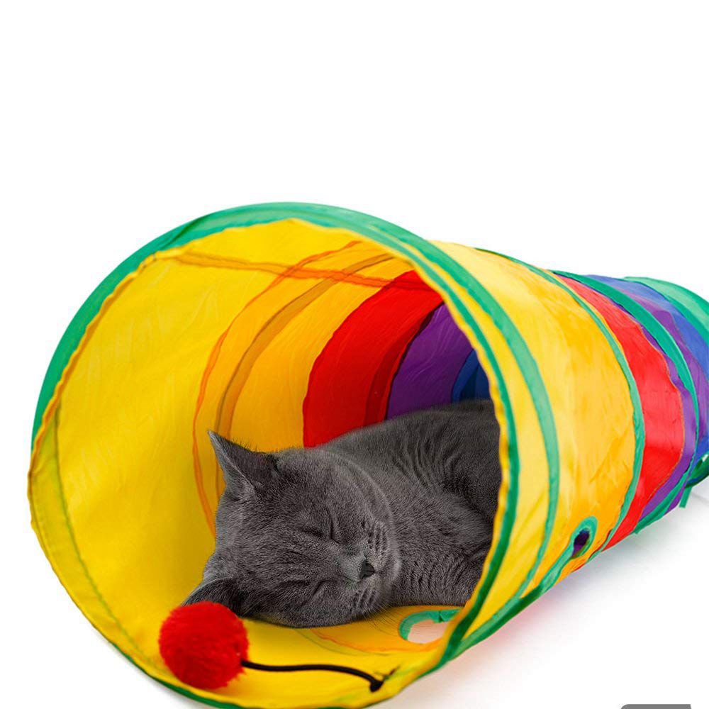 Praktisk kattunnel kæledyrsrør sammenklappeligt legetøj indendørs udendørs kitty hvalpelegetøj til puslespil, der udøver skjultræning og r