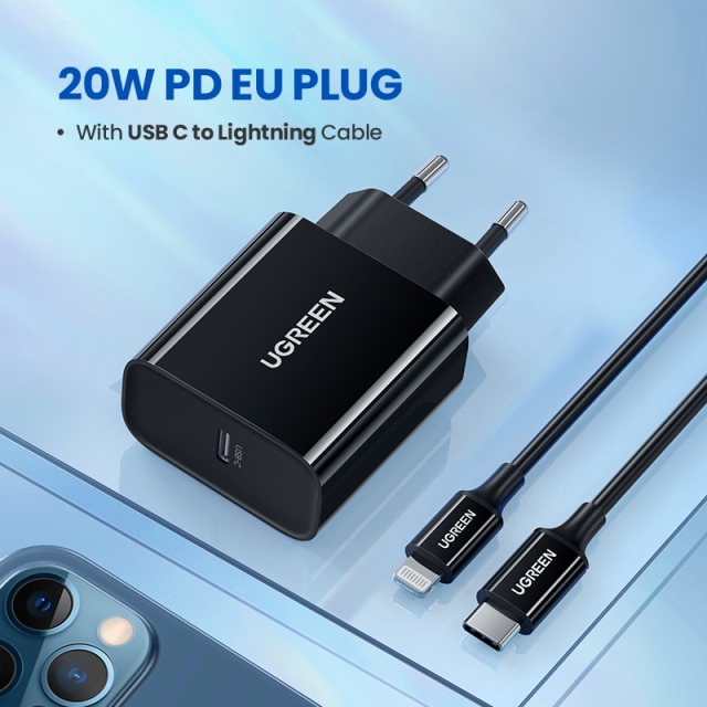 Ugreen pd carregador 20w qc4.0 qc3.0 usb tipo c carregador rápido carga rápida 4.0 3.0 qc para iphone 13 12 pro xs 8 xiaomi carregador de telefone: Black add C-L