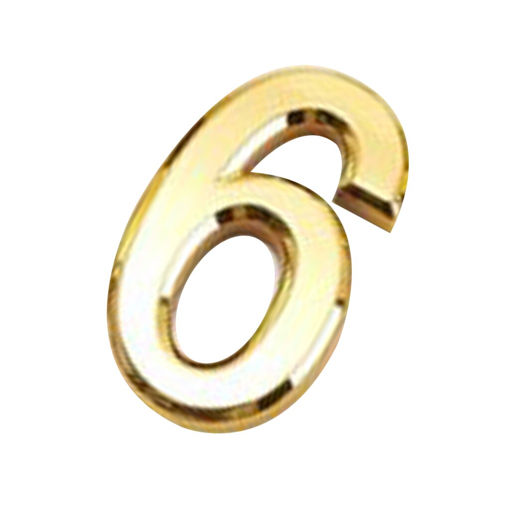 Zelfklevende moderne 3d huis hoteldeur numeriek cijfer 6 plaat goud