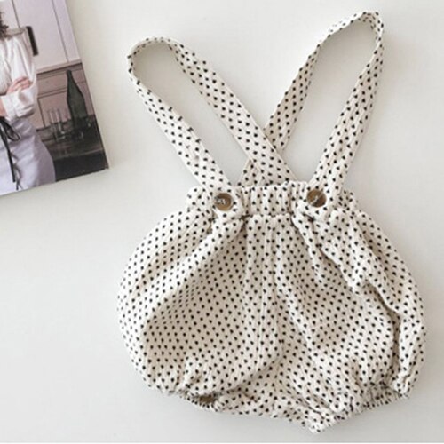 Koreańnarty styl jesień maluch dziewczynka chłopiec kropka romper noworodka dziewczynka kombinezon bez rękawów bawełna dziewczynka chłopiec ubrania: 3M