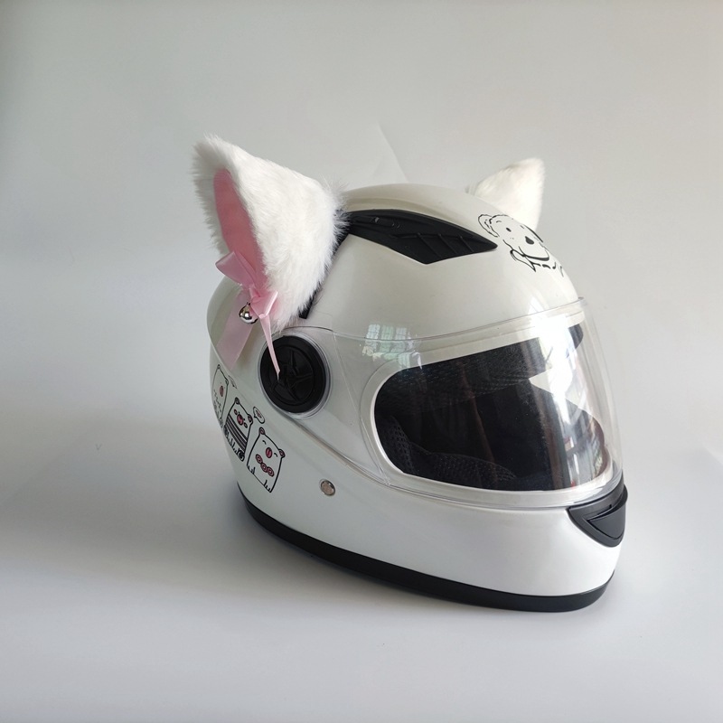 Decoración de orejas de gato para casco de motocicleta, pegatinas de felpa bonitas, casco de Motocross, cara completa, decoración de casco todoterreno, estilo de Cosplay