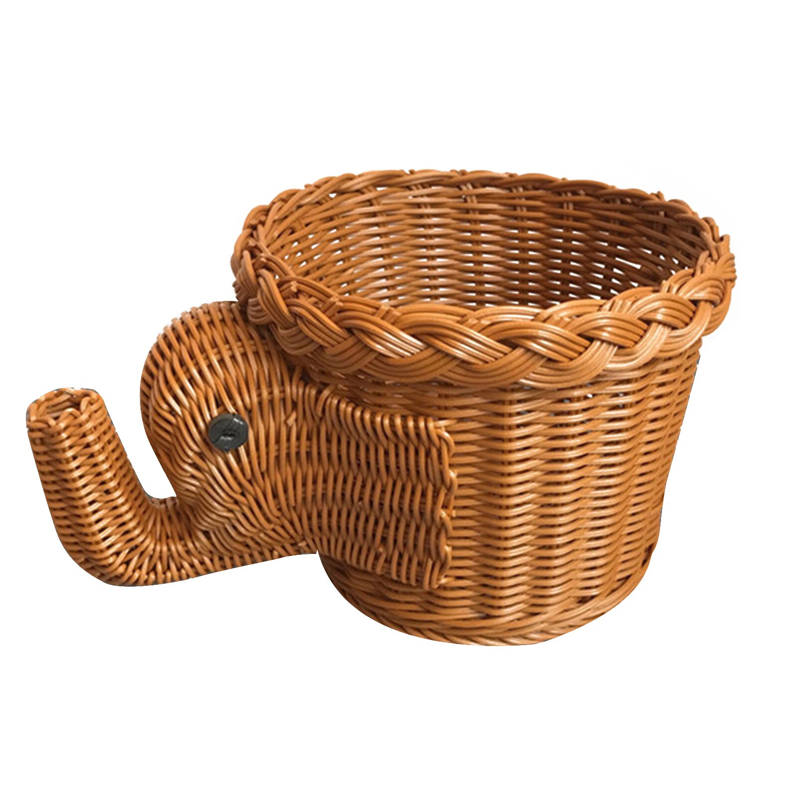 Rattan Woven Fruit Basket Cute Shape Fruit Bowls Tray Vegetable Snack Basket Novelty Animal Shaped TUE88: Elephant