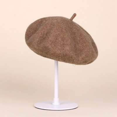 13 farver 100%  australien uld fransk baret hat til kvinder britisk stil ensfarvet pige græskar hatte filt baretter kasketter boina femme: Fs833-10