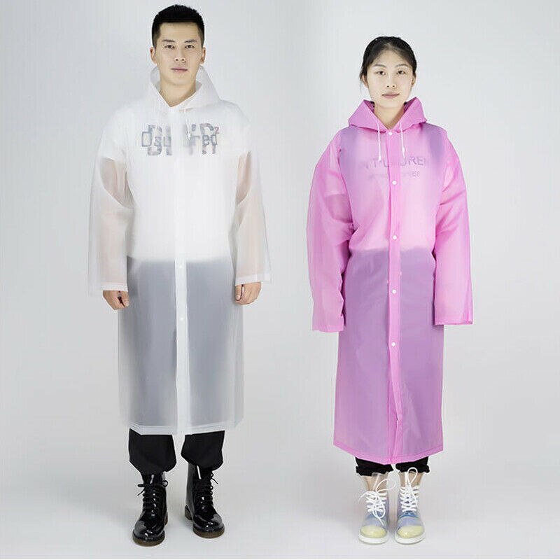 trenfy Men Women Waterproof Jacket EVA Button Hooded Raincoat Rain Coat Poncho Rainwear Button Raincoat Outdoor Wholease
