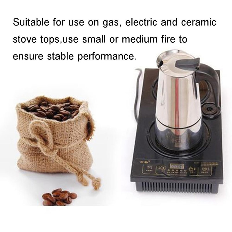 200ml bærbare espressomaskiner moka pot rustfrit stål med elektrisk komfur filter percolator kaffe brygger kedel pot kit