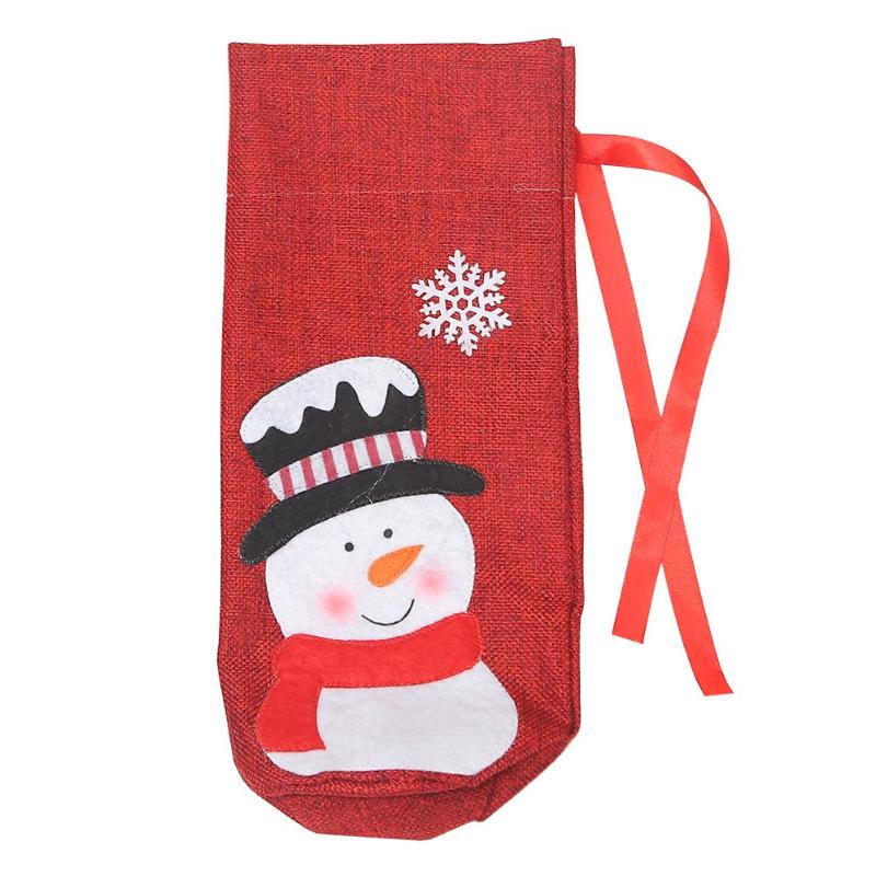 Christmas Red Wine Bottle Decor Set Santa Claus Bottles Cover Xmas Decor: snow man