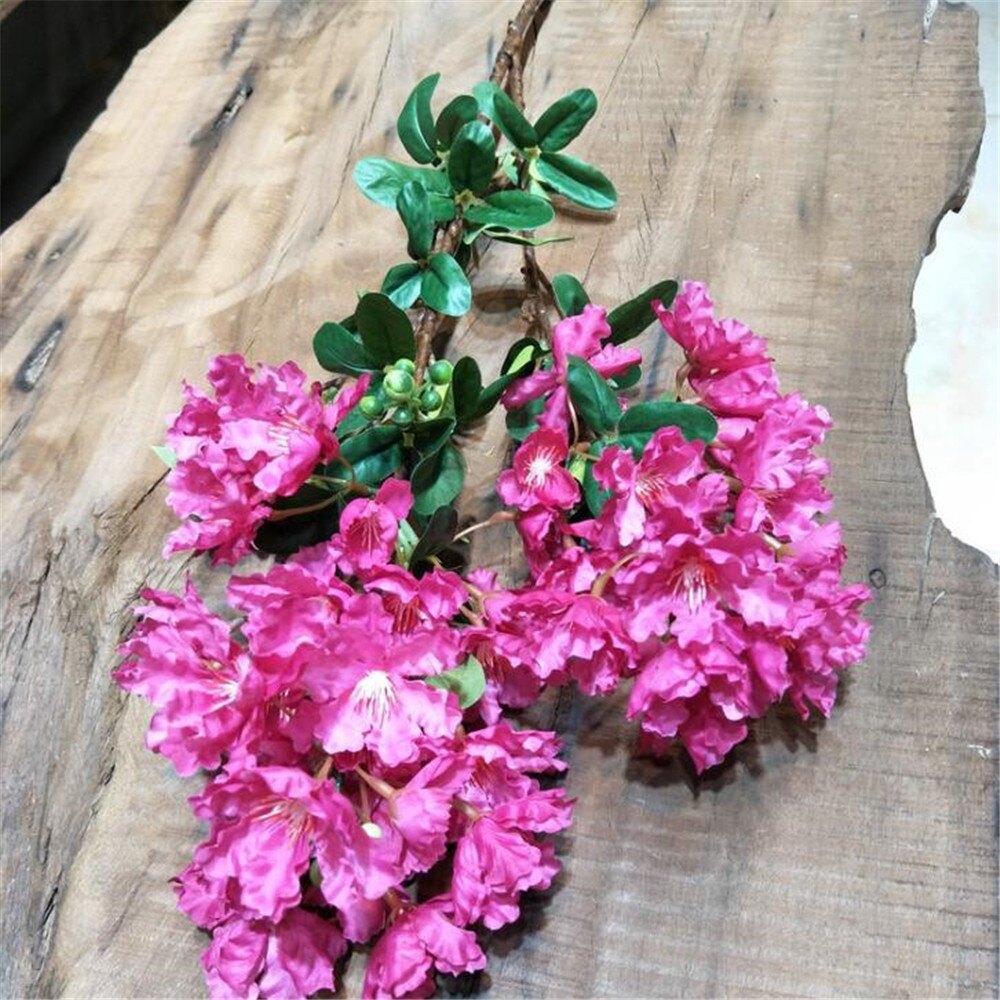 7p Artificial Crape Myrtle Flower Branches 3 stems Encryption Tree Decorative Silk Flower Wedding Floral Cherry Flowers: Rose Red