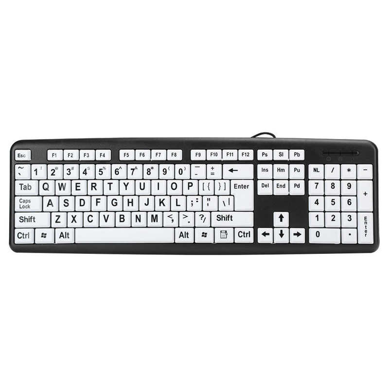 keyboard Black Low Vision Keyboard USB Wired Old People Keyboard with White Large Print Keys keyboard cover qwerty