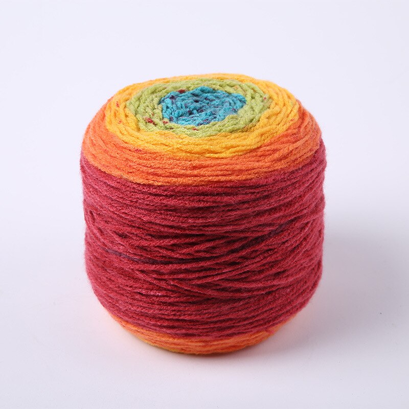190g flerfarvet linned gradient håndstrikket farvet garn regnbuesweater sjal tørklæde hæklet tråd farve sofa garn bold: 8