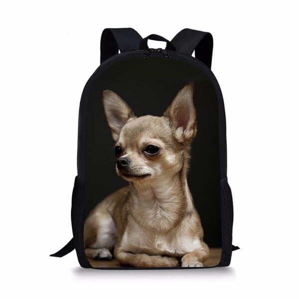 Instantarts barn skolväskor för flickor pojkar söta 3d valpar chihuahua mönster barn skolväskor casual lap top reseryggsäckar: H492c