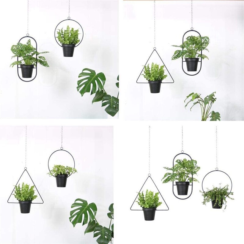 Vasi da fiori per piante sospese, 4 pezzi, appesi per decorazioni da parete per fiori, decorazioni da giardino a soffitto per balcone, con catena sospesa