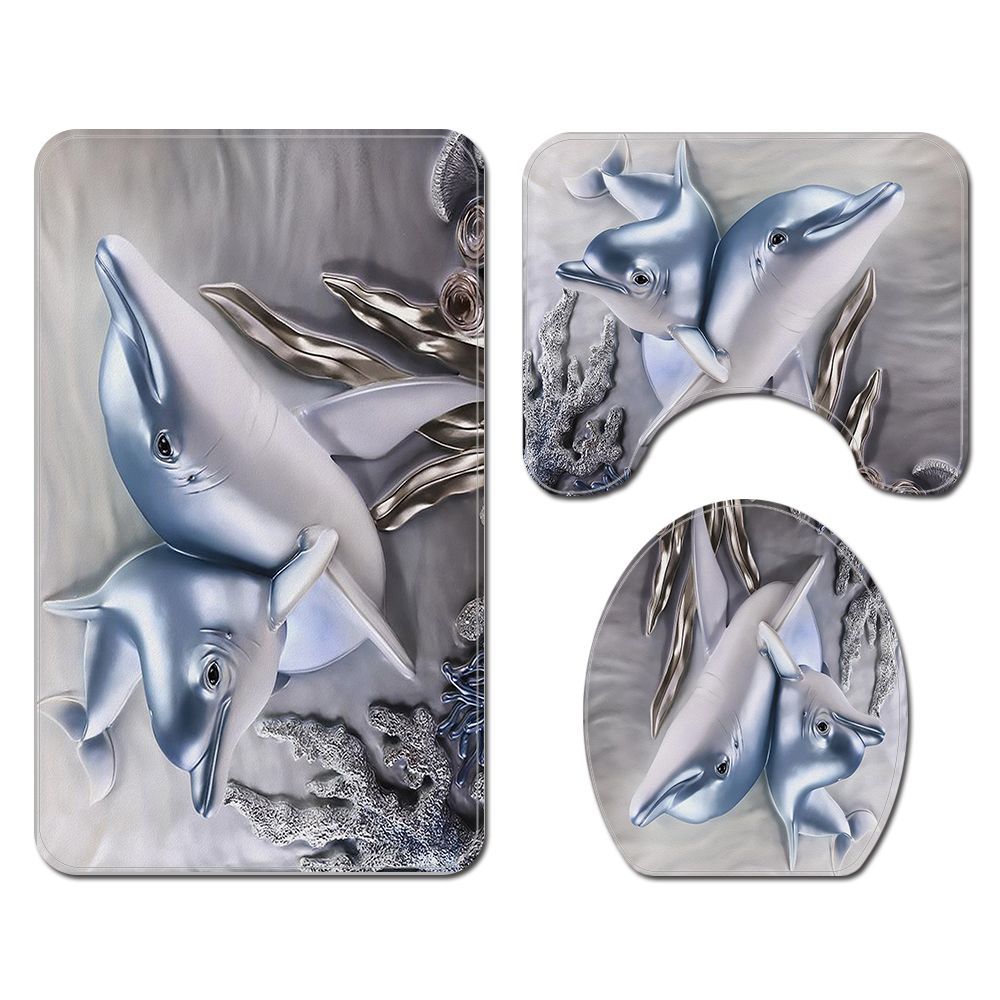 Cartoon Dier Gedrukt Tapijt Mat Voor Badkamer Badmat En Douchegordijn Set Toilet Seat Cover Mat Badmat Met gordijn Set: Bath Mat-687