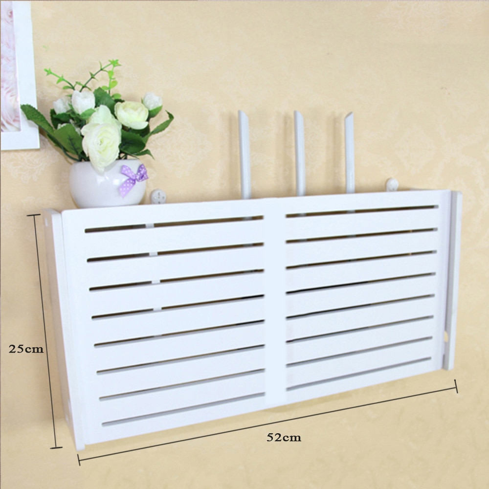 yazi Wifi Router Storage Box Wood-Plastic Shelf Wall Hangings Bracket Cable Organizer M L 2 Size