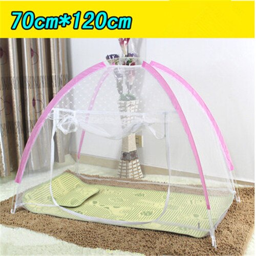 Opvouwbaar peuterbedje klamboe kinder baby baby veilig klamboe kinderbedje box speeltent blauw roze kleur: 70 x 120 roze