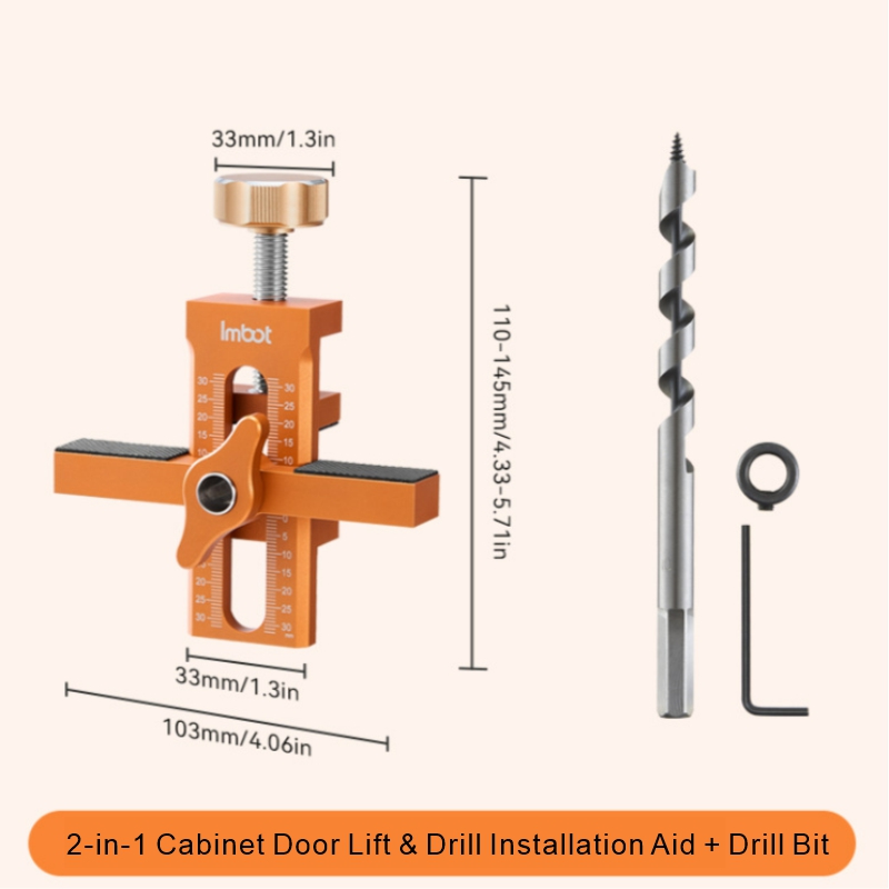 imbot woodworking Adjustable Aluminum Alloy Cabinet Door Lift & Drill Aid Position & Hole Drilling Tool for Cabinet Installation: Pink