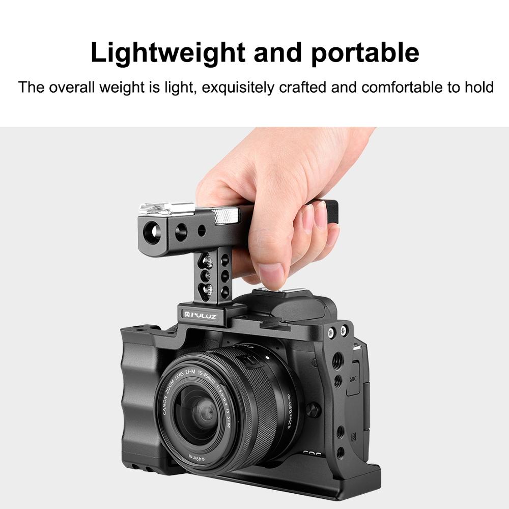 PULUZ Video Camera Cage Stabilizer for Canon EOS M50 DSLR for Sony A6600 / ILCE-6600 Camera Stabilizer with Handle Grip