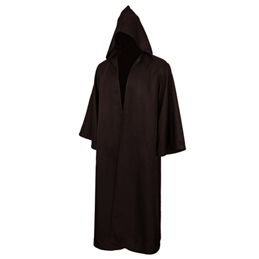 Capa de halloween macia unissex com capuz, camisa longa, robe preto, capa de bruxa, cosplay, feiticeiro, adereço, suprimentos para festa, decoração de feriado