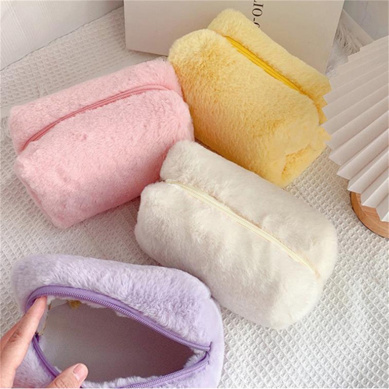 Pels makeuptasker til kvinder blød rejse kosmetiktaske organizer etui unge dame piger makeup etui nødvendigheder 1 pc solide håndtasker
