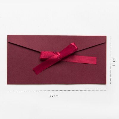 50pcs/lot Vintage 250g Blank Kraft Paper DIY Multifunction Envelope Ribbon Postcard Box Package Paper: wine red L