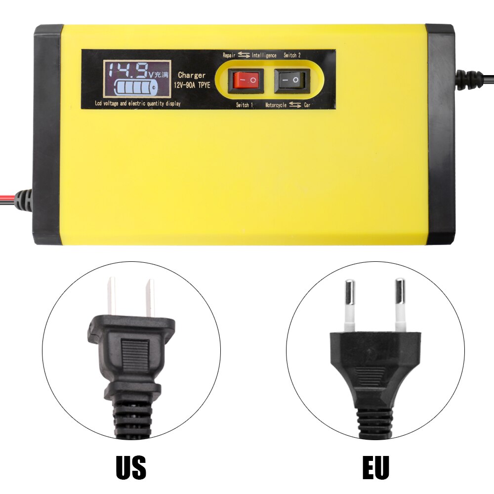 Car Battery Charger 12V 8A Full Automatic Fast Power Pulse Repair Charger Wet Dry Lead Acid Battery-chargers Digital LCD Display