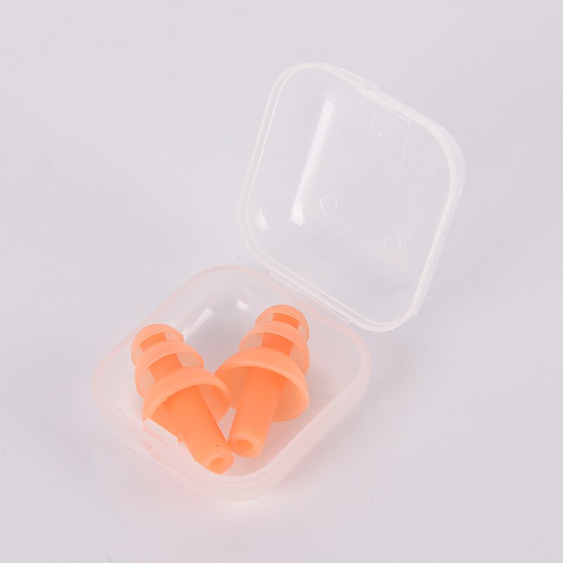 1 par vandtæt svømning ørepropper blød silikone svømning ørepropper til voksne børn svømmere dykning med kasse: Orange