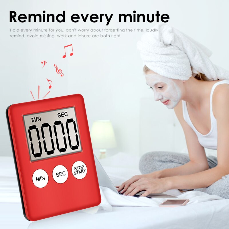 Reloj con imán y pantalla Digital LCD, cronómetro fino, cronómetro, 8 colores