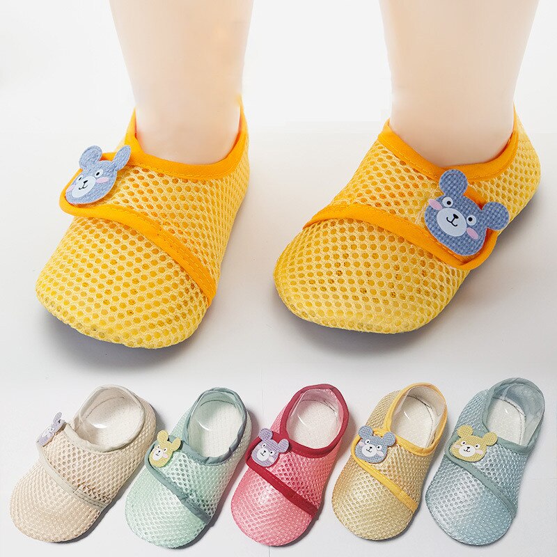Newborn Baby Girl Boy Mesh Breathable Shoes Socks Infant Soft Sole Comfortable Cotton Cartoon Anti-slip Shoe Toddler Floor Sock