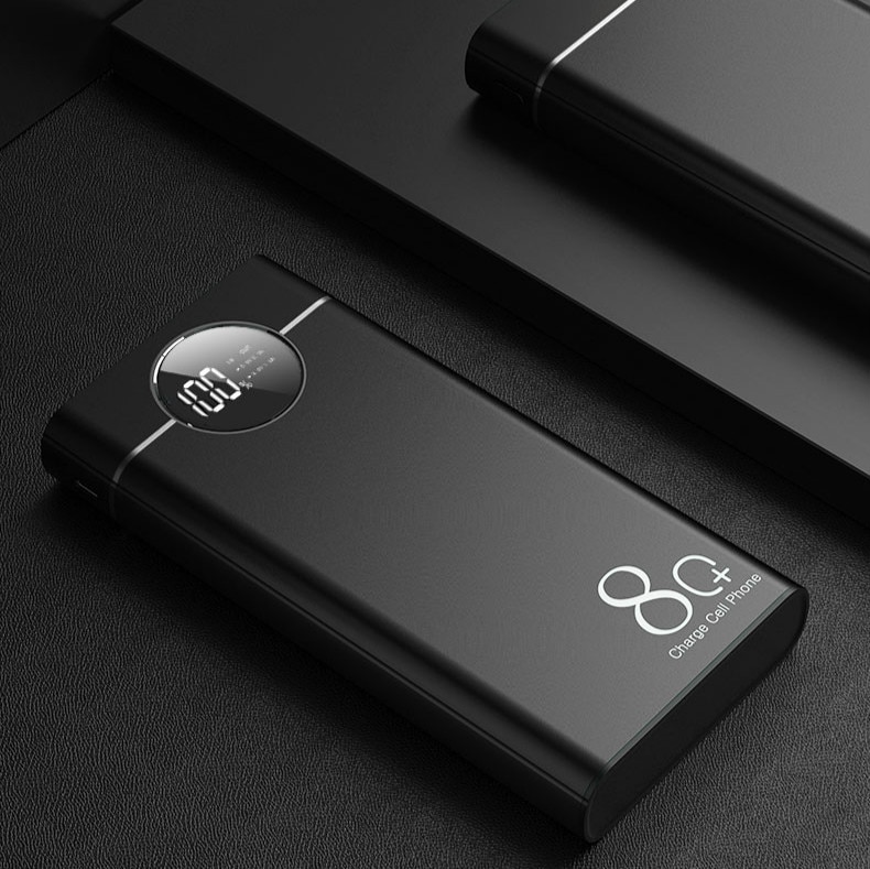 Power Bank 80000mah Large Capacity Portable Fast Charging for Iphone Xiaomi Samsung 2 USB External Battery PoverBank: Black