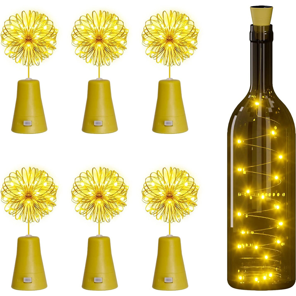 Guirnalda de luces solares para botellas de vino, 20LED, alambre de cobre Solar, luces de hadas con forma de corcho, lámpara navideña para decoración de jardín, de boda