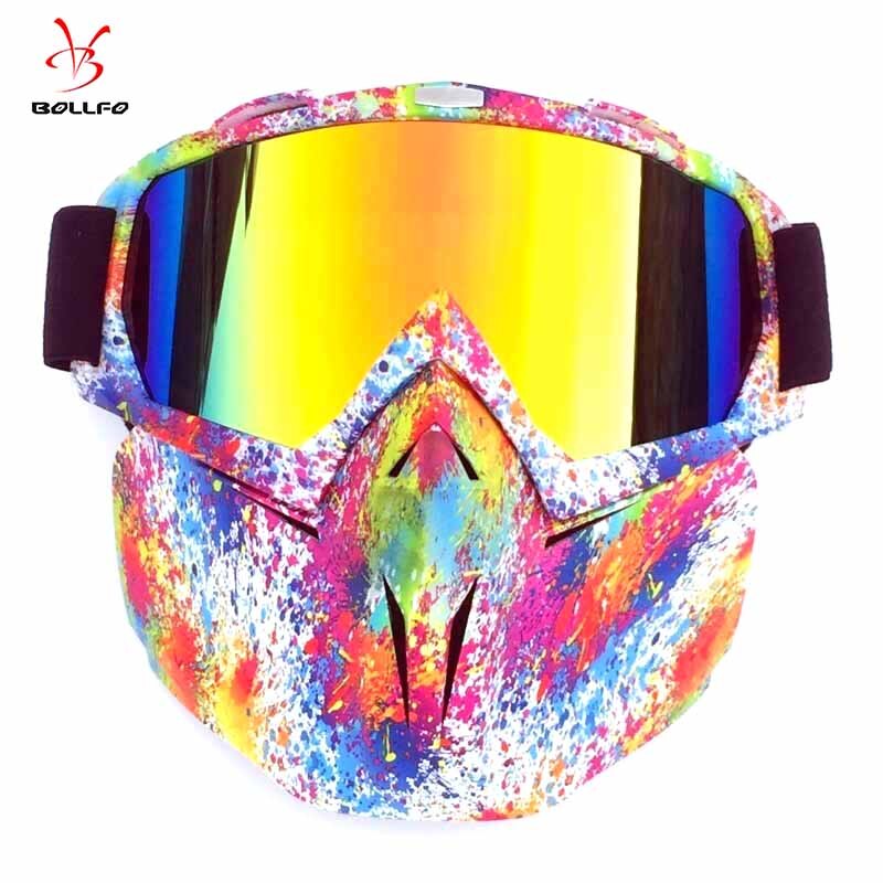 Bollfo Ski Snowboard Bril Sneeuwscooter Skiën Goggles Winddicht Skiën Glas Motocross Zonnebril Met Mond Filter Earware: HXSBF65805