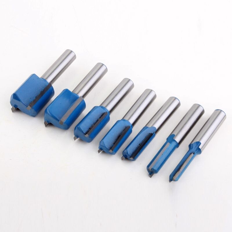 7PC 8mm Shank Straight/Dado Router Bit Set 6,8,10,12,14,18,20mm Diameter Wood Cutting Tool