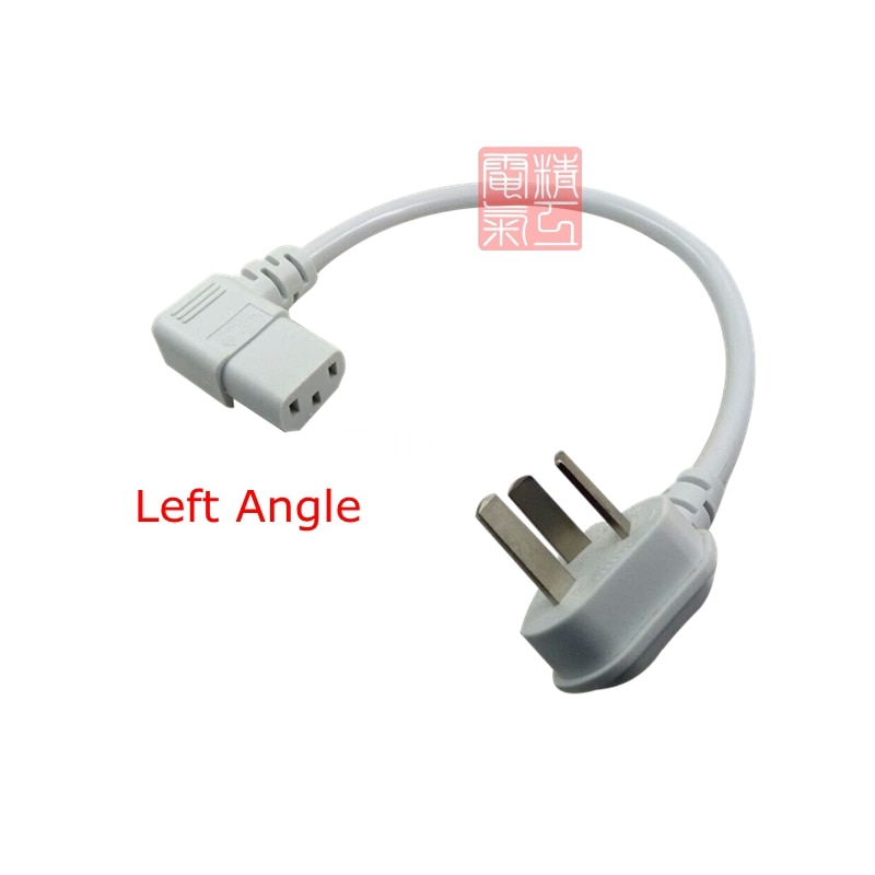 Black IEC 320 C14 male to Elbow IEC 60320 C13 female Left angle Power short Cable cord 20cm for hanging wall LCD TV projector