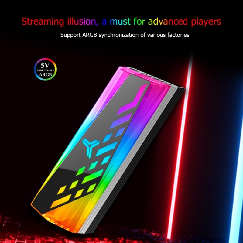 ARGB M.2 2280 SSD Heatsink Aluminum Alloy RGB Memory Heatsink 5V 3Pin Cooling Mesh Radiator for M2 Solid State Drive